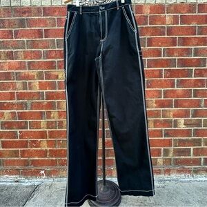 GAP Tall Black Loose Fit Wide-Leg Carpenter Pants Casual Workwear High Waist 6